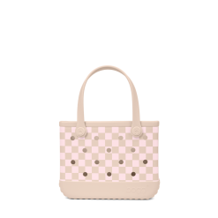 Bitty Bogg Bag - Checkered Linen/ Pink Marshmallow